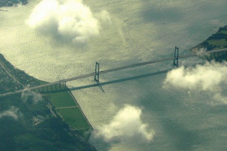 Storbæltsbroen set fra luften